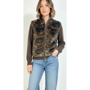 Lisa International Pebble Faux Fur Knit Jacket 🤎 Small
